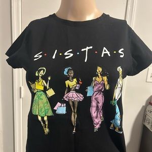 Sistas black round neck T-shirt
